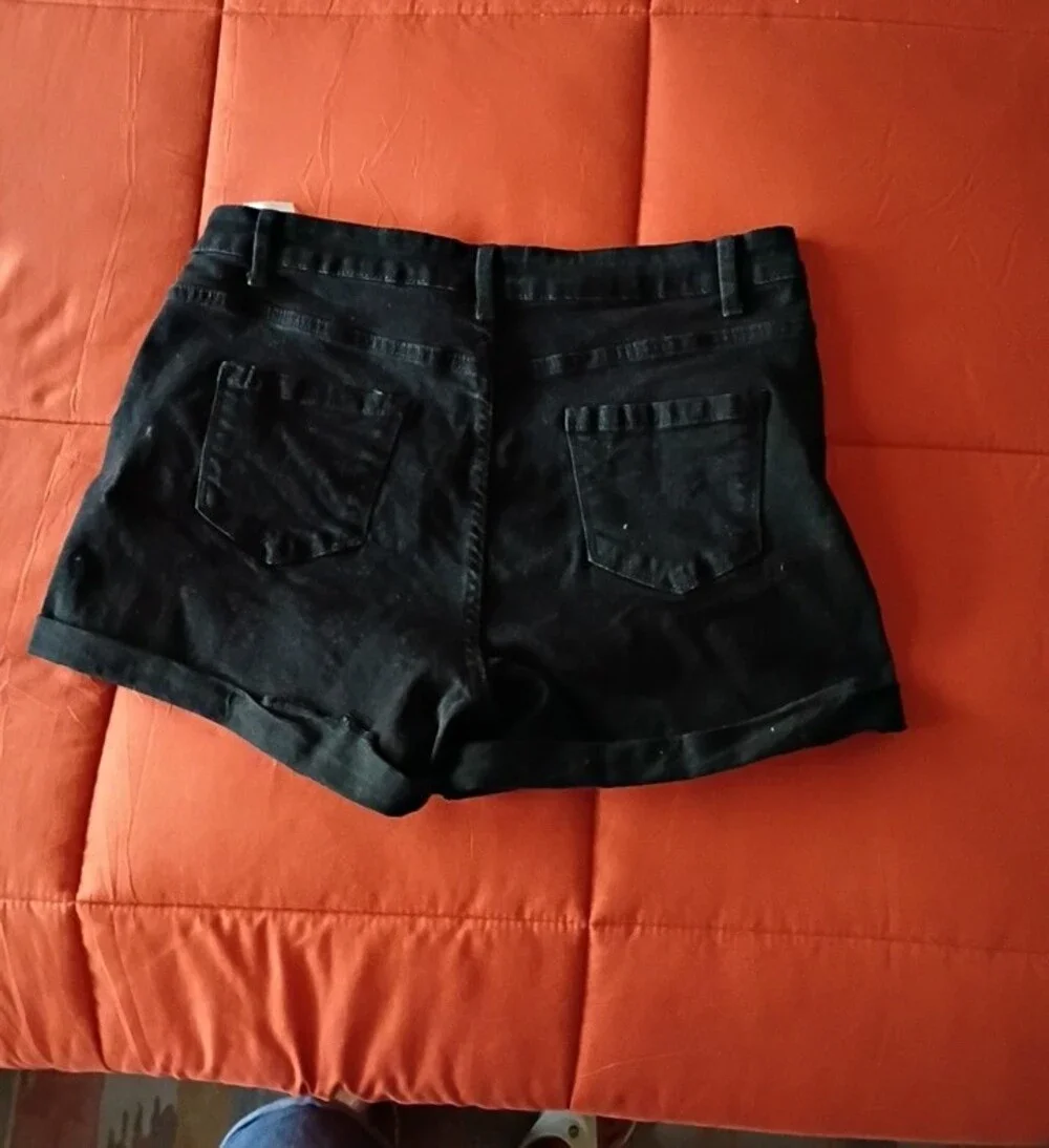 Black Distressed Women's Denim Shorts Size XL 13 Inches Long
